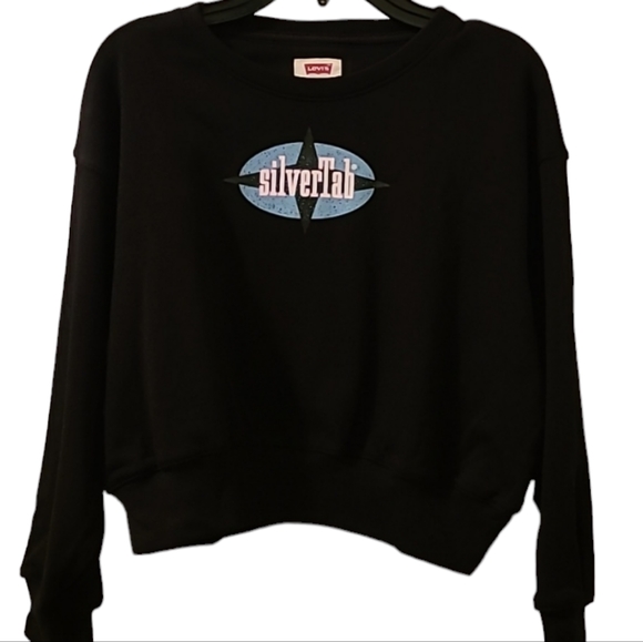LEVI'S BRAND GIRLS BLACK "SILVERTAB" SIGNATURE SWEATSHIRT SIZE MEDIUM - Picture 1 of 9